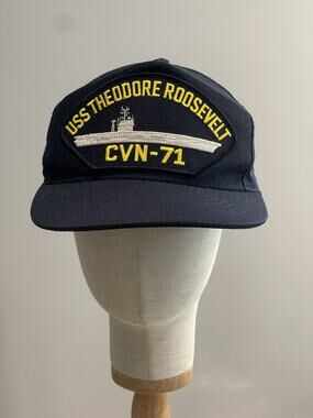 Eagle Crest Hat Cap Baseball Mens One Size Blue USS Theodore Roosevelt CVN-71